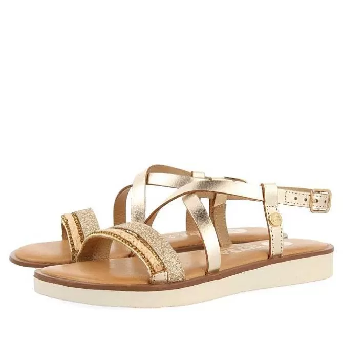 Niñas | Sandalias<Gioseppo Sandalias De Piel Dorada Con Trenzados, Brillos Y Accesos Metalicos Para Nina Y Nino Merrill
