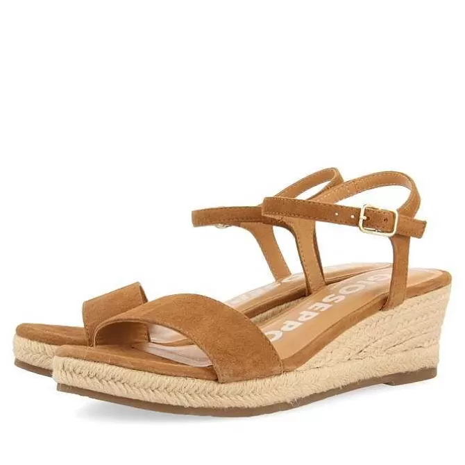 Sandalias Cuña<Gioseppo Sandalias De Piel En Color Cuero Con Cuña De Yute Para Mujer Xarre