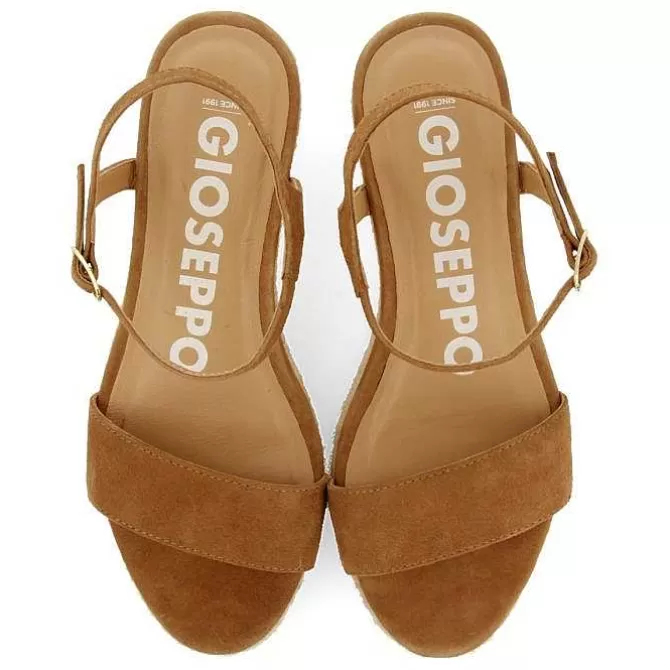 Sandalias Cuña<Gioseppo Sandalias De Piel En Color Cuero Con Cuña De Yute Para Mujer Xarre