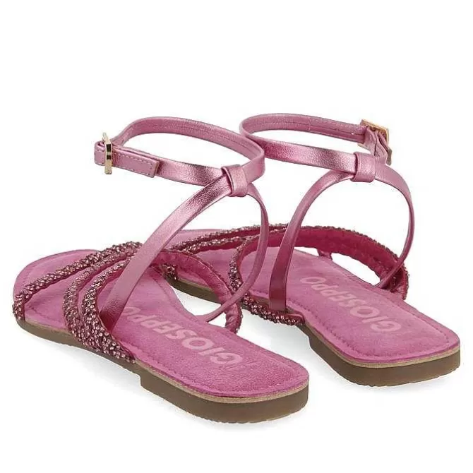 Sandalias Planas<Gioseppo Sandalias De Piel Fucsia Con Adornos Para Mujer Sorlingas