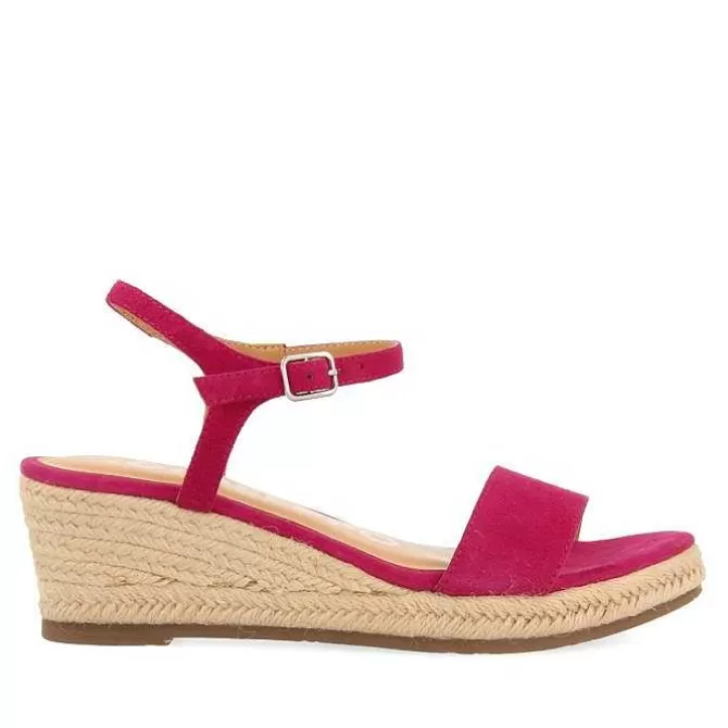 Sandalias Cuña<Gioseppo Sandalias De Piel Fucsia Con Cuña De Yute Para Mujer Xarre