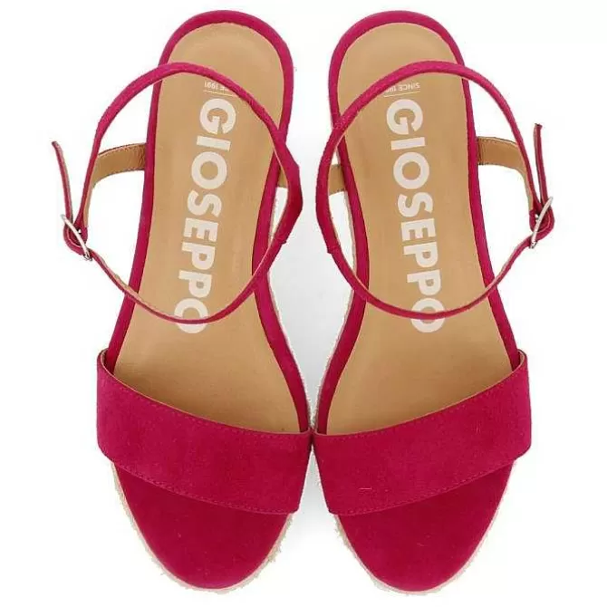 Sandalias Cuña<Gioseppo Sandalias De Piel Fucsia Con Cuña De Yute Para Mujer Xarre