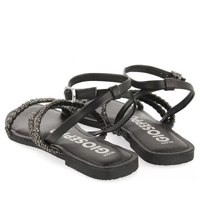 Sandalias Planas<Gioseppo Sandalias De Piel Negra Con Adornos Para Mujer Sorlingas