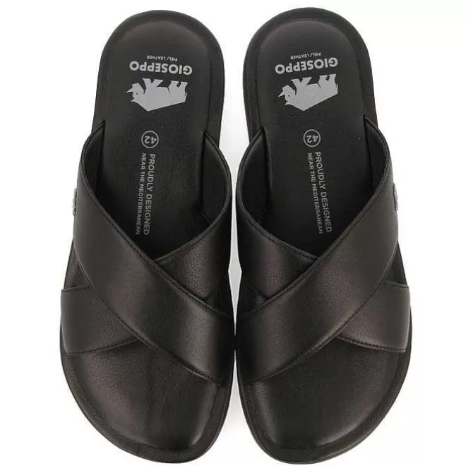 Chancletas<Gioseppo Sandalias De Piel Negra Con Tira Cruzada Para Hombre Orosh