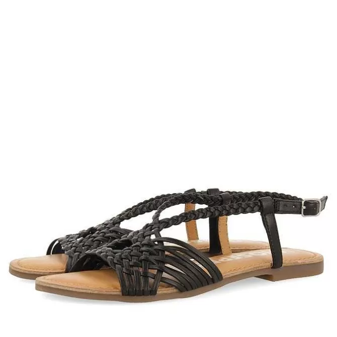 Sandalias Planas<Gioseppo Sandalias De Piel Negra Con Tirantes Cruzados Para Mujer Aidone