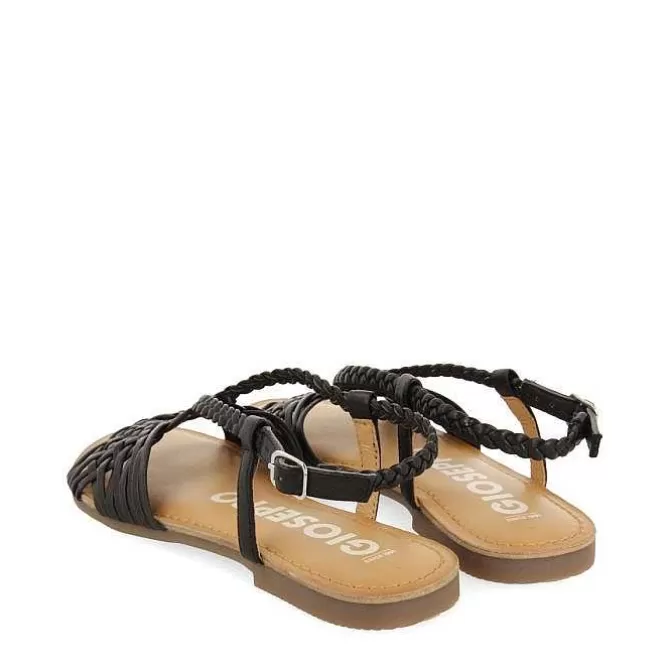 Sandalias Planas<Gioseppo Sandalias De Piel Negra Con Tirantes Cruzados Para Mujer Aidone