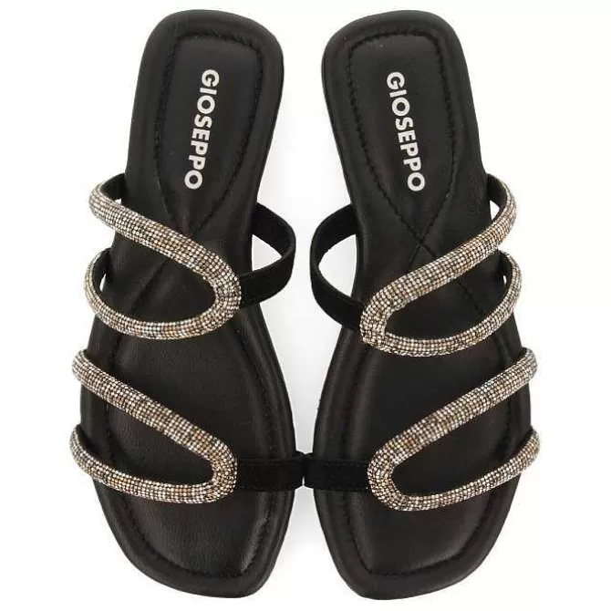 Sandalias Planas<Gioseppo Sandalias De Piel Negra Con Tiras Y Adornos Para Mujer Bonifay