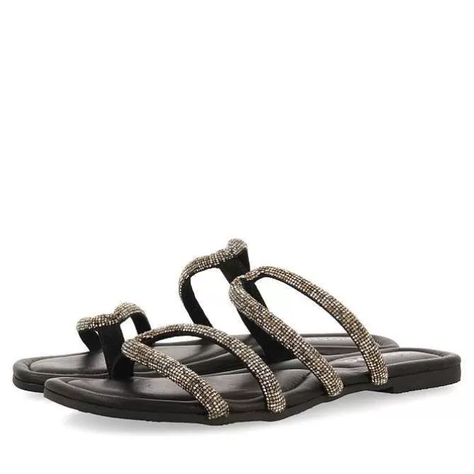 Sandalias Planas<Gioseppo Sandalias De Piel Negra Con Tiras Y Adornos Para Mujer Bonifay