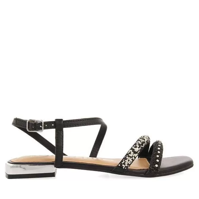Sandalias Planas<Gioseppo Sandalias De Piel Negras Con Piedras Para Mujer Landkey