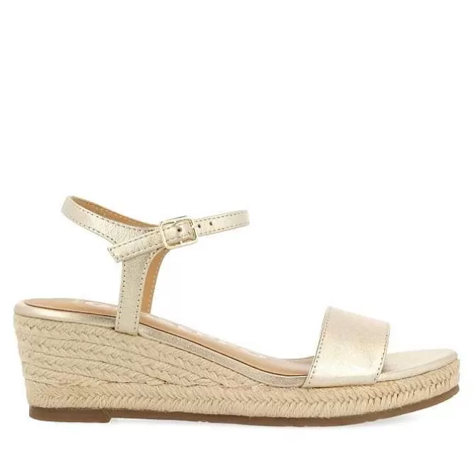Sandalias Cuña<Gioseppo Sandalias De Piel Platino Con Cuña De Yute Para Mujer Yalaha