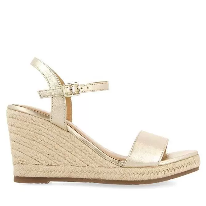 Sandalias Cuña<Gioseppo Sandalias De Piel Platino Con Cuña De Yute Para Mujer Zhepe