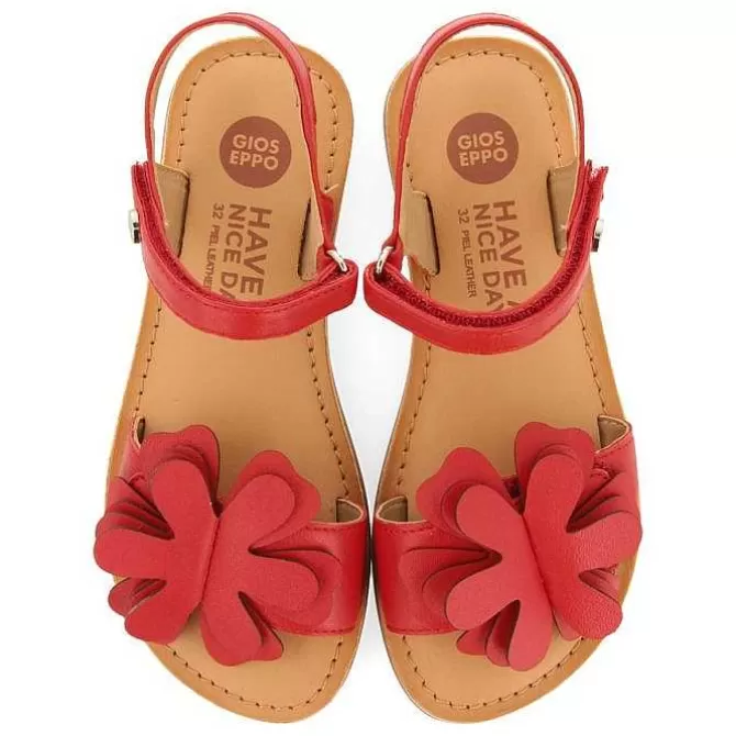 Niñas | Sandalias<Gioseppo Sandalias De Piel Roja Con Adornos De Flores Para Nina Y Nino Cres