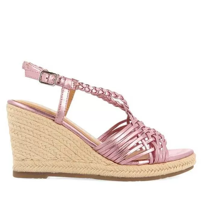Sandalias Cuña<Gioseppo Sandalias De Piel Rosa Con Tiras Y Cuña Alta De Yute Para Mujer Glide