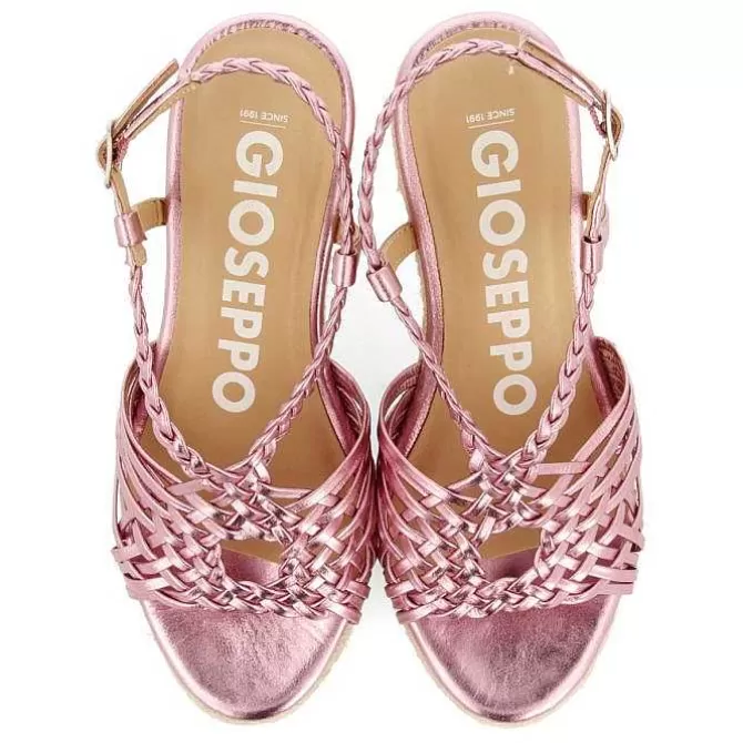 Sandalias Cuña<Gioseppo Sandalias De Piel Rosa Con Tiras Y Cuña Alta De Yute Para Mujer Glide