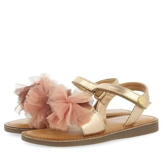 Niñas | Sandalias<Gioseppo Sandalias De Piel Rosa Dorada Con Decoraciones De Tul Multicolor Para Nina Y Nino Bicaj