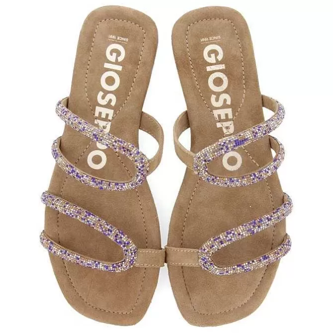 Sandalias Planas<Gioseppo Sandalias De Piel Taupe Con Tiras Y Adornos Para Mujer De Temelec