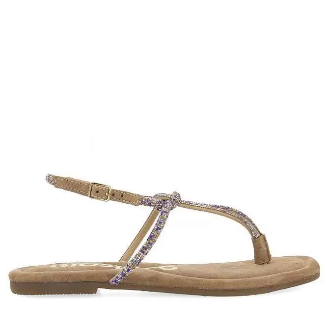 Sandalias Planas<Gioseppo Sandalias De Piel Taupe Con Tiras Y Adornos Para Mujer Seffner
