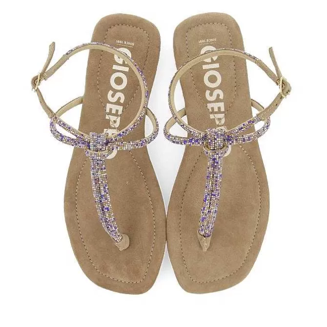 Sandalias Planas<Gioseppo Sandalias De Piel Taupe Con Tiras Y Adornos Para Mujer Seffner