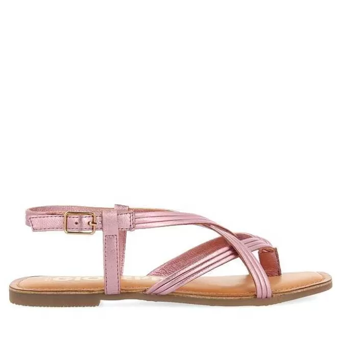 Sandalias Planas<Gioseppo Sandalias De Piel Tira Cruzada Rosa Para Mujer Funare