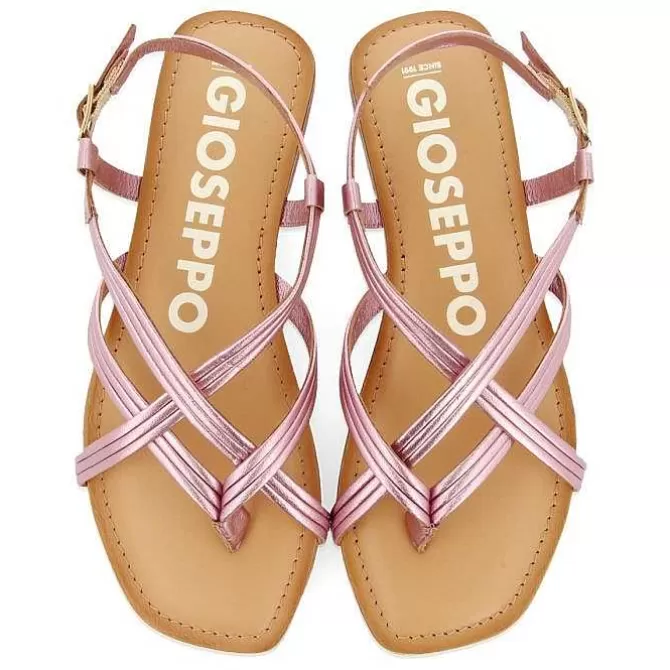 Sandalias Planas<Gioseppo Sandalias De Piel Tira Cruzada Rosa Para Mujer Funare