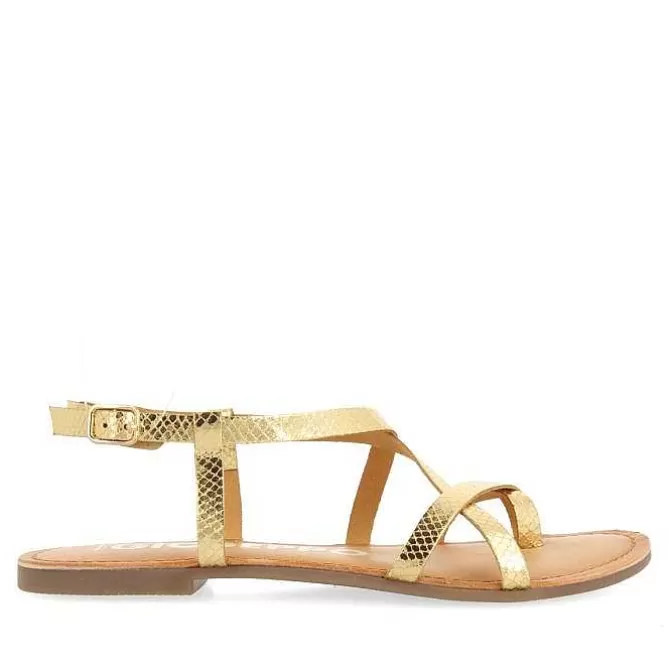 Sandalias Planas<Gioseppo Sandalias De Piel Tira Fina Dorada Para Mujer Coursan