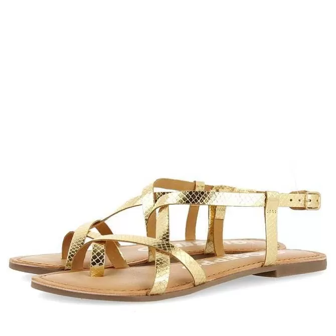 Sandalias Planas<Gioseppo Sandalias De Piel Tira Fina Dorada Para Mujer Coursan