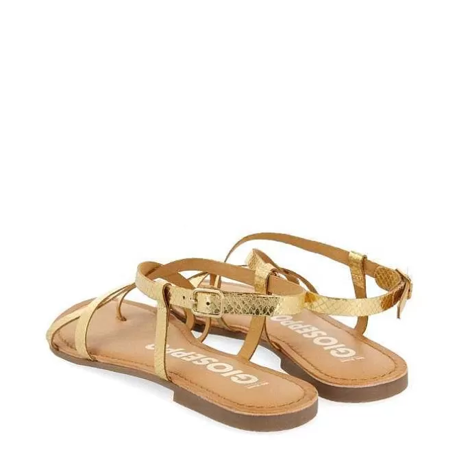 Sandalias Planas<Gioseppo Sandalias De Piel Tira Fina Dorada Para Mujer Coursan