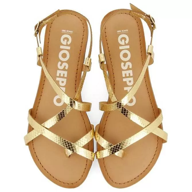 Sandalias Planas<Gioseppo Sandalias De Piel Tira Fina Dorada Para Mujer Coursan