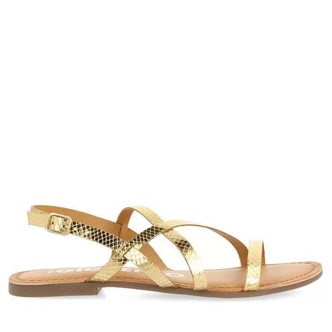 Sandalias Planas<Gioseppo Sandalias De Piel Tira Fina Dorada Para Mujer Dania