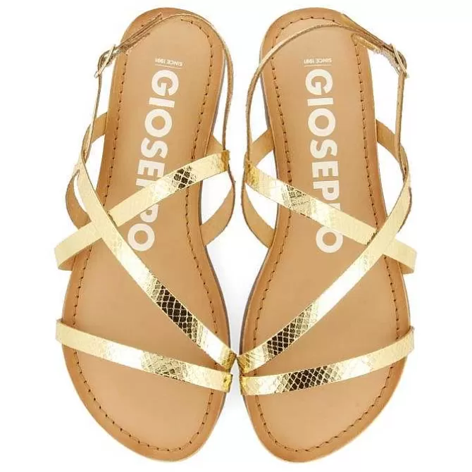 Sandalias Planas<Gioseppo Sandalias De Piel Tira Fina Dorada Para Mujer Dania