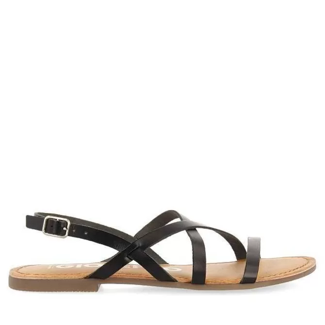 Sandalias Planas<Gioseppo Sandalias De Piel Tira Fina Negra Para Mujer Dania