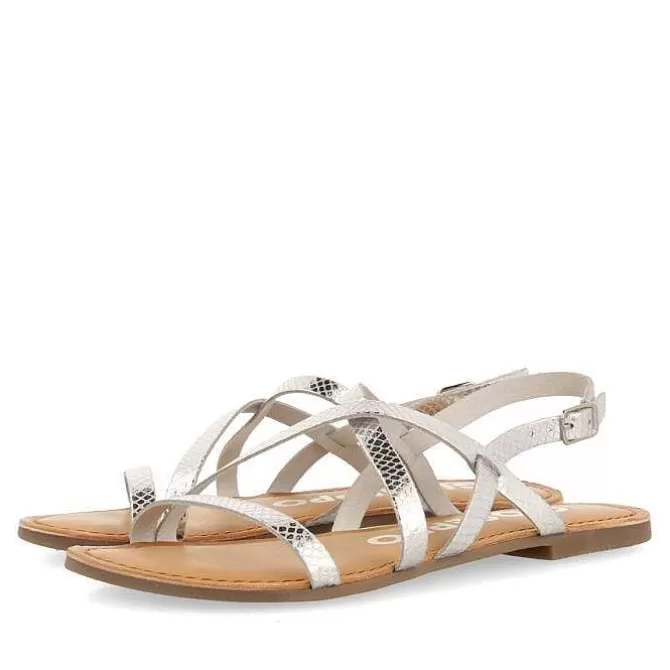Sandalias Planas<Gioseppo Sandalias De Piel Tira Fina Plata Para Mujer Dania