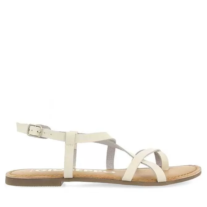 Sandalias Planas<Gioseppo Sandalias De Piel Tirantes Finos Blanco Rojo Para Mujer Coursan