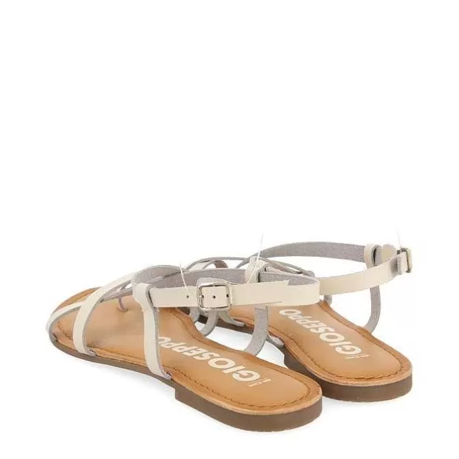 Sandalias Planas<Gioseppo Sandalias De Piel Tirantes Finos Blanco Rojo Para Mujer Coursan