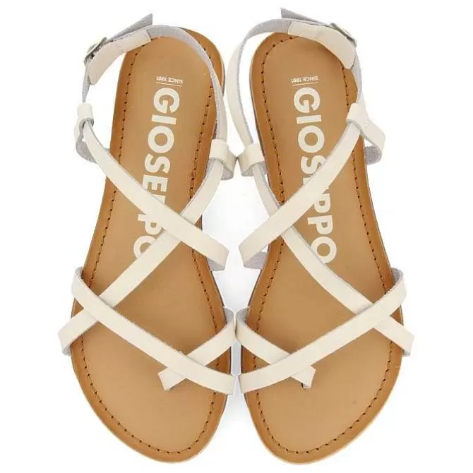Sandalias Planas<Gioseppo Sandalias De Piel Tirantes Finos Blanco Rojo Para Mujer Coursan