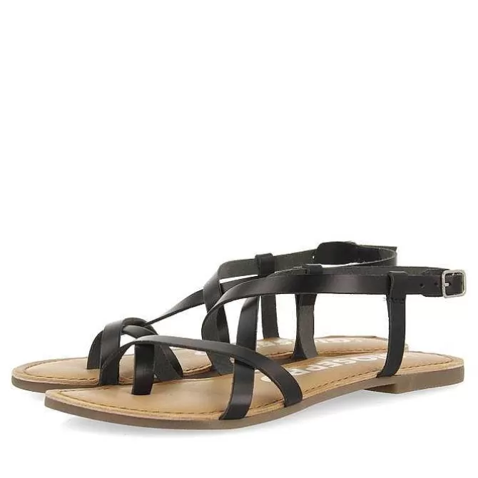 Sandalias Planas<Gioseppo Sandalias De Piel Tirantes Finos Negro Para Mujer Coursan