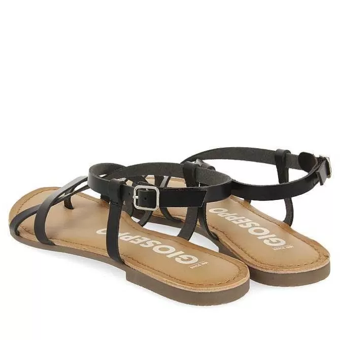 Sandalias Planas<Gioseppo Sandalias De Piel Tirantes Finos Negro Para Mujer Coursan