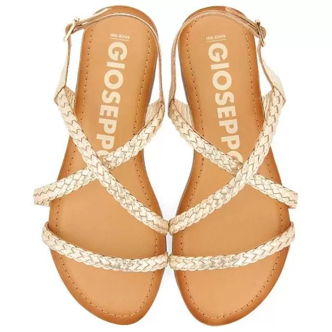 Sandalias Planas<Gioseppo Sandalias De Piel Trenzada Dorada Para Mujer Capaci