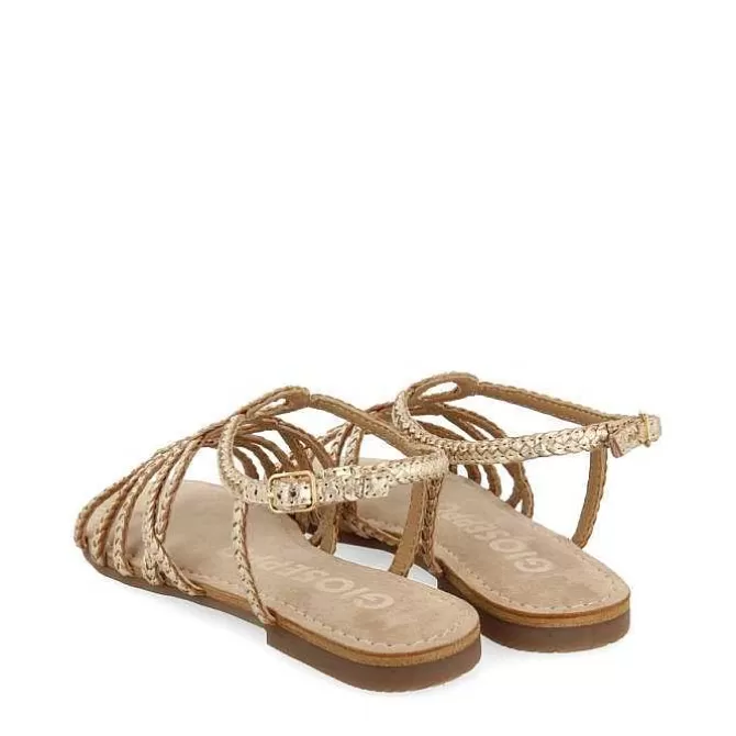 Sandalias Planas<Gioseppo Sandalias De Piel Trenzada Dorada Para Mujer Yakima