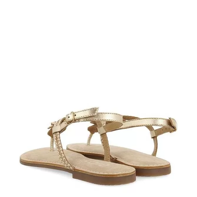 Sandalias Planas<Gioseppo Sandalias De Piel Trenzada Dorada Para Mujer Zupanja