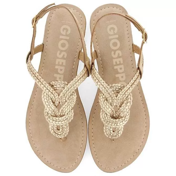 Sandalias Planas<Gioseppo Sandalias De Piel Trenzada Dorada Para Mujer Zupanja