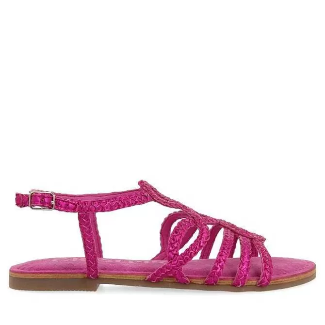 Sandalias Planas<Gioseppo Sandalias De Piel Trenzada Fucsia Para Mujer Yakima