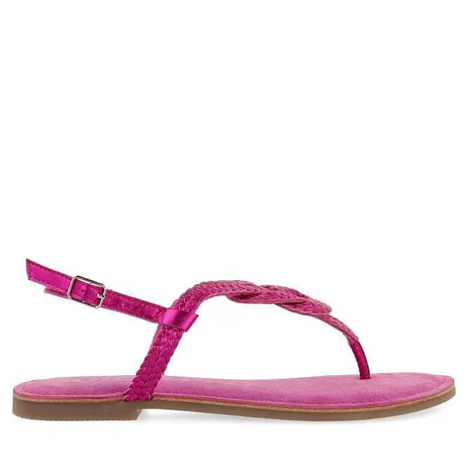 Sandalias Planas<Gioseppo Sandalias De Piel Trenzada Fucsia Para Mujer Zupanja