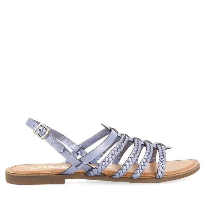 Sandalias Planas<Gioseppo Sandalias De Piel Trenzada Metalizada Azul Para Mujer Limina