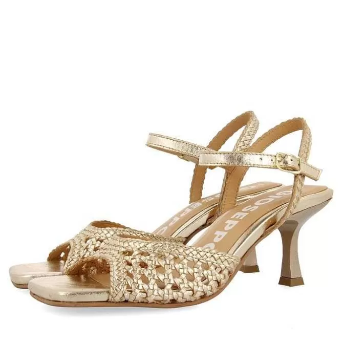 Sandalias Tacon<Gioseppo Sandalias De Tacon Dorado Con Piel Trenzada Para Mujer Durseley