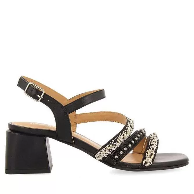 Sandalias Tacon<Gioseppo Sandalias De Tacon Negro Con Tiras Y Detalles Multicolor Para Mujer Balao