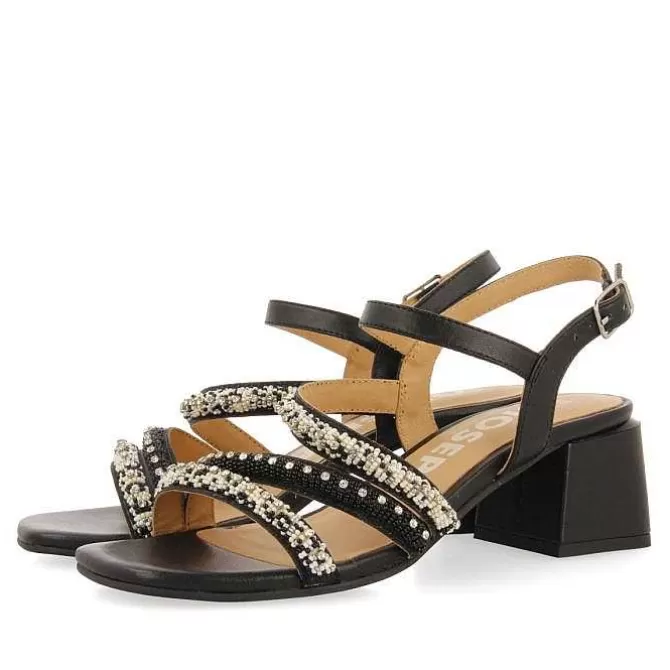 Sandalias Tacon<Gioseppo Sandalias De Tacon Negro Con Tiras Y Detalles Multicolor Para Mujer Balao