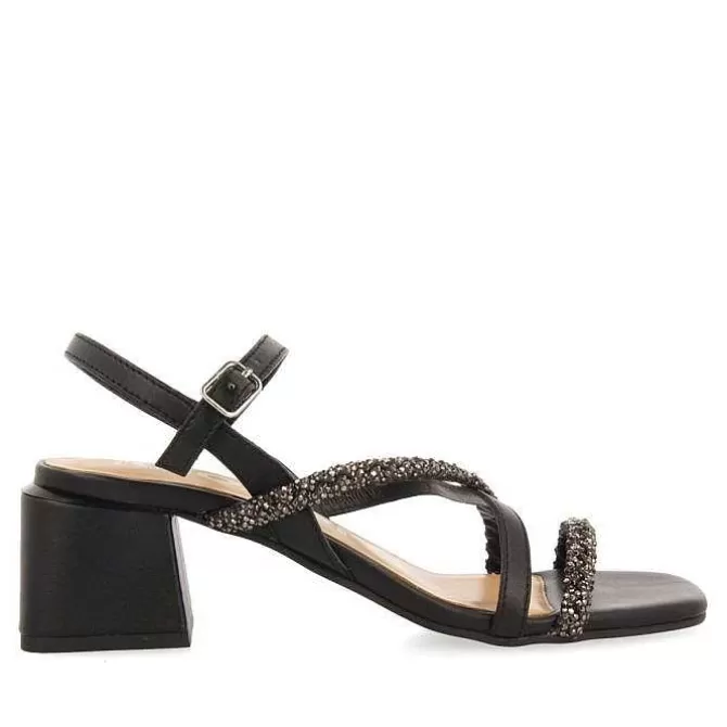 Sandalias Tacon<Gioseppo Sandalias De Tacon Negro Con Tiras Y Pedreria Para Mujer Niscemi