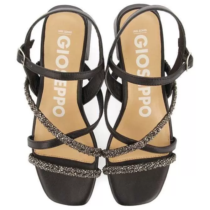 Sandalias Tacon<Gioseppo Sandalias De Tacon Negro Con Tiras Y Pedreria Para Mujer Niscemi