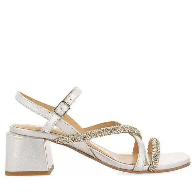 Sandalias Tacon<Gioseppo Sandalias De Tacon Plata Con Tiras Y Detalle De Pedreria Para Mujer Niscemi